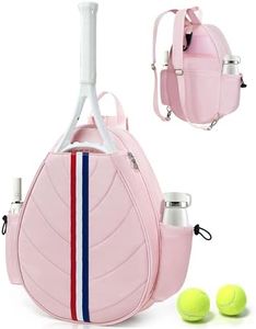 TBTOTRA Tennis Bag, Water Resistant Tennis Backpack for Women Men, Quilted Crossbody Sling Design for Tennis, Pickleball, Badminton Rackets, Pink