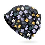 Zewurtuw Chemo Cap Slouchy Beanie Cancer Headwear Hats Sleep Scarf for Unisex Women Girls Aesthetic Cute (S1-Purple Flower)