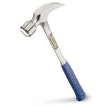 Estwing E3/30S 30oz Straight Claw Framing Hammer, Smooth Face, Shock Reduction Grip, Silver