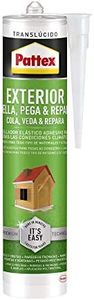Pattex Extérieur Sella, Pega & Repara, scellant extérieur durable, polymère transparent résistant aux intempéries, couvre-joints peints, 1 cartouche x 280 ml