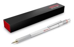 rOtring 800 Premium Ballpoint Pen - Silver Metal Barrel - Black Ink - Smooth Twist Action - Refillable - Gift Boxed