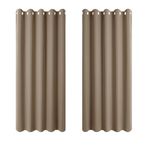 PONY DANCE Soft Blackout Curtains - Bedroom Eyelet Curtain Panels Short for Bay Window Kitchen Drapes with Rings Up for Light Block, 2 Pieces, W 66 x L 54 - inch, Mocha