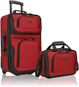 U.S. Traveler Rio Rugged Fabric Expandable Carry-on Luggage Set, Red, 2 Wheel, Rio Lightweight Carry-on Suitcase 20" Softside Expandable Design, Durable, Business and Travel