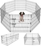 Artmeer Pet Playpen Puppy Playpen Kennels Dog Fence Exercise Pen Gate Fence Foldable Dog Crate 8 Panels 24 Inch Kennels Pen Playpen Options Ideal for Pet Animals Outdoor Indoor(Black 24''x24'')