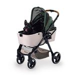 ibiyaya - Retro Luxe - Dog Stroller for Medium Dogs, Large and Small Dogs - One-Step Folding, Heavy Duty Zipperless Design with Adjustable Handle - Soft Sage Color