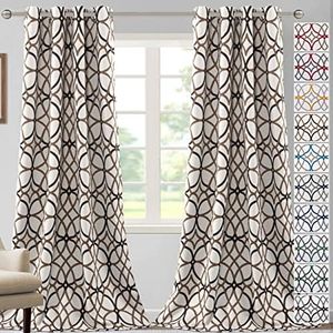 H.VERSAILTEX Blackout Curtains for Bedroom Printed Design 96 Inch Length 2 Panels Set Thermal Insulated Curtains for Living Room Geometric Modern Grommet Window Drapes, Taupe and Brown