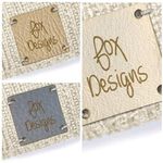 Personalised Faux Leather Tags Square 25mm Product tags, custom business,handmade with love tags,business labels, Macrame, Crochet, Knitting 009