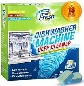 True Fresh Dishwasher Cleaner and Deodorizer Tablets 18-Pack of 20g Deep Cleaning - Heavy Duty Degreaser Dish Washer Clean Pods Formulated to Smelly Machines