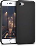kwmobile Case Compatible with Apple iPhone SE (2022) / iPhone SE (2020) / iPhone 8 / iPhone 7 Case - Soft Slim Metallic TPU Silicone Cover - Metallic Black