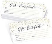 25 4x9 Gold Blank Gift Certificates For Business Gifts For Clients - Blank Gift Cards For Small Business Gift Certificates Christmas, Restaurant Gift Certificates For Spa Salon Gift Certificates