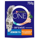 Purina ONE 11+ Dry Cat Food Rich in Chicken 750g, Pack of 4