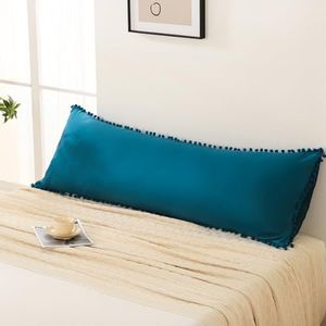 Move Over Teal Blue Body Pillow Cover 20x54 Body Pillow Cover Cute Pom Poms Fringe Design Soft Microfiber Boho Chic Home Decor Body Pillow Case Cover with Pocket Closure