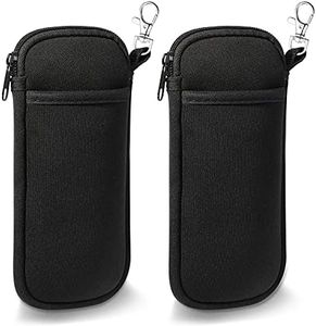 Hifot 2 Pack Double Soft Glasses Case with Carabiner Hook, Ultra Light Portable Neoprene Eyeglasses Pouch with Zipper