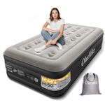 OlarHike Single Airbed, Inflatable Air Mattress with Built-in Pump, Blow Up Bed, Self Inflating Folding Guest Air Bed with Flocked Surface for Camping & Home Use, 90cm W x 200cm L x 46cm H(Black)