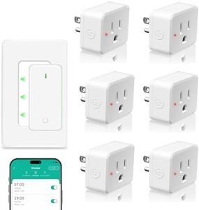 NineLeaf Slim WiFi Smart Plug w Switch, Remote App Control, 15A/1500W, Compatible with Alexa/Google Home via Tuya, Compact Design Control Anywhere,Timer/Schedule, TUV FCC, 2.4G Only(1Remote 6Outlets)