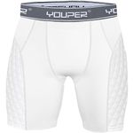 Youper Adult Elite Compression Padded Sliding Shorts w/Cup Pocket for Baseball, Football, White/Grey, XX-Large