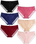 Kingfung 6 Pack Women's Invisible Seamless Bikini Underwear Half Back Coverage Panties (6Pack-C M)