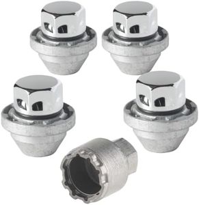 Farad GalaxyLock DCH7/M Chromed Lug nut Wheel-Locks Kit Suitable for Ford F-150 (M14 X 1.5 Thread Size) - Set of 4 Lug Nuts + 1 Key