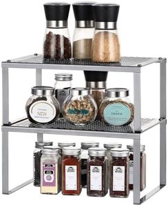 LIANTRAL Estante de almacenamiento en armario de cocina, organizador extensible apilable, estantes de cocina en el armario, encimeras, solución de almacenamiento para cocina, baño, juego de 2
