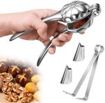 Chestnut Cutter Tool, Easy-Grip Chestnut Peeler with 2 Finger Protectors and Peel Clip, Heavy Duty Nutcracker with Stainless Steel Blade for Quickly Peeling