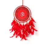 DULI Dream Catcher Handmade OM Wall Hanging OM Canvas Dreamcatcher for Bedrooms Office Balcony Outdoors Garden Car Hanging, 49cm, Dreamkacher (Canvas OM MediumDC-Red)