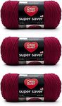 Red Heart Super Saver Burgundy, 3 Pack of 7oz/198g-Acrylic-#4 Medium-364 Yards, Knitting/Crochet