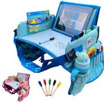 Madson Kids Travel Tray - Toddler Car Seat - Lap Desk & Dry Erase Board - Activity Organizer with Markers - Food & Snack Table - Tablet & Cup Holder, Road Trip Essential, Portable Desk for Kids