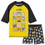 Pokemon Boys 2 Piece Swimwear Set, Swimming Top and Boys Swim Trunks (4-5 Years, Yellow/Black)