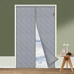 MAGZO Magnetic Thermal Insulated Door Curtain Fits Door Size 60" x 80", Oxford Cloth Strong Magnets Winter Door Insulation, Thicken Cotton Door Cover for Sliding Door, Gray