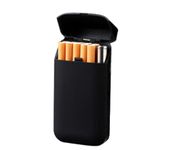 BEBO CREATIONS Cigarette Case With Lighter Stylish Plastic Cigarette Box with Rechargable USB Electric E Lighter (Black)