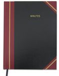 BookFactory Minutes Book/Corporate Minutes Book/Board Meeting Minutes LogBook (168 Pages - 8.5" X 11”), Black and Burgundy Cover, Black Ribbon, Smyth Sewn Hardbound (LOG-168-7CS-LKMST75(Minutes))