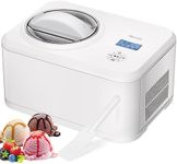 HAVATO 1.5Quart Ice Cream Maker with Compressor,No pre-freezing,4 Modes,Frozen Yogurt Machine,LCD Panel&timer,Homemade Sorbet/Gelato/milkshake for family of 4-8,Keep Cool Function,White