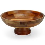 Nicelemon Wood Fruit Bowl for Kitchen Counter - Decorative Bowls for Home Decor, Wooden Pedestal Fruit Basket for Table, Acacia 12-inch/30.48-cm (Brown)