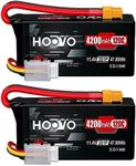 HOOVO 3S Lipo Battery 4200mAh 120C 11.4V High Voltage Shorty Lipo Battery Pack Softcase with XT60 Connector for RC Crawler Trailer RC Drone Quadcopter Helicopter Airplane FPV RC Car, 2 Pack