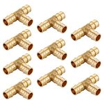 (Pack of 10) EFIELD Pex A Expansion Fitting 1/2"x 1/2"x 1/2" Tee, F1960 LEAD FREE-10 Pieces