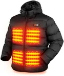 PTAHDUS Men’s Heated Jacket Lightweight 5 Heat Zones Battery Pack Included, Heated Puffer Jacket with Hand Warmer Pocket(Black, XX-Large)