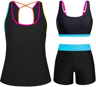 Arolina Tankini Sets 2 Piece Swimsuit for Women Modest Swimwear with Swim Shorts Swimming Suits L Multicoloured