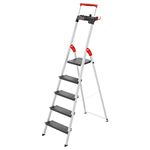 Hailo TopLine L100 8050-307 Aluminium Safety Stepladder with Multifunctional Shell, Safety Holder, Platform Lock and 130 mm Extra-Deep Steps, Black, 8050-507