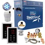 SteamSpa Executive 7.5 KW QuickStart ACU-Steam Bath Generator Package with Built-in Auto Drain in Polished Chrome | Steam Generator Kit with Dual Control Panel Steamhead 240V | EXT750CH-A