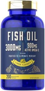 Fish Oil 3000mg | 900mg Omega 3 | 200 Softgels | Lemon Flavor | Non-GMO and Gluten Free Supplement
