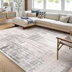 Calore Area Rugs for Living Room/Bedroom/Dining Room, Rugs Mordern Soft Abstract Distressed，Medium Pile Carpet Floor Mat (5.2 x 6.5 ft, Gray/Beige/Grey)