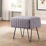 Home Soft Things Super Mink Ottoman Bench, 19" x 13" x 17", Charcoal