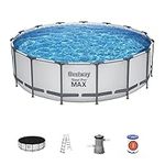 Bestway Steel Pro Max | Round Frame Swimming Pool with Filter Pump, Above Ground Frame Pools, Grey 15ft