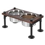 Elevated Dog Bowl Stand, Raised Dog Bowls for Medium Dogs, Dog Feeding Station, Farmhouse Dog Food and Water Bowls with 2 Stainless Steel Bowls