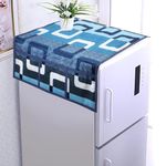 WISHLAND® Designer Blue Box Fridge Top Cover with 6 Utility Pockets(21 X 39 Inches)