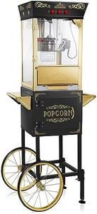 Olde Midway Movie Theater-Style Popcorn Machine Maker with Cart and 10-Ounce Kettle - Black, Vintage-Style Popper on Wheels