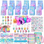 122 Pcs Party Favors for Kids, Mermaid Party Favors - Goody Bags Keychains Slap Bracelet Silicone Bracelets Rings Sticker Stamps for Mermaid Birthday Decorations, Pinata Filler