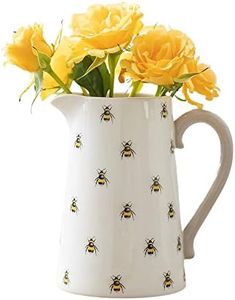 Bee Flower Vase Jug, Flower Vase Jug, Xmas Ceramic Flower Pitcher Vase Jug with Handle, Decorative Bee Artificial Flowers Jug for Home Decor, Novelty Gifts for your loved on Christmas