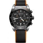Victorinox Swiss Army | Swiss Made Men's Chronograph Watch with Tachymeter, 42 mm, 100M Water Resistant, Anti-Shock & Antimagnetic | Black Dial, Stainless Steel Case, Black Rubber Strap | 242050