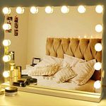 Zdorzi Vanity Mirror Makeup Mirror with Lights,Large Hollywood Lighted Vanity Mirror with 15 Dimmable LED Bulbs ,3 Color Modes,Touch Control for Dressing Room & Bedroom,Tabletop or Wall-Mounted